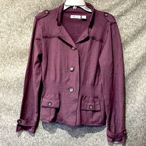 Rich purple button up sweater, women’s medium